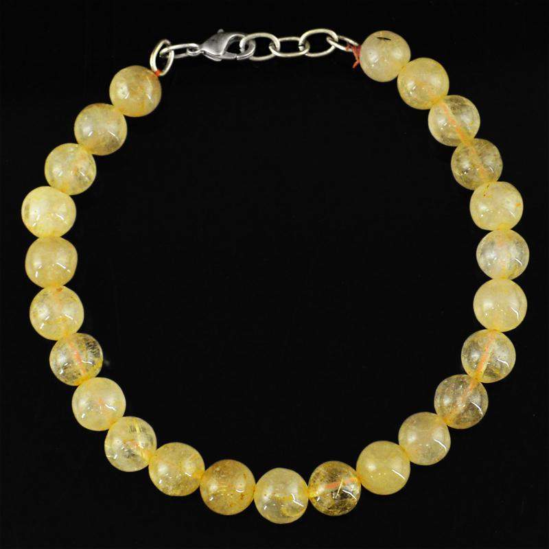 gemsmore:Golden Rutile Quartz Bracelet Natural Round Shape Beads