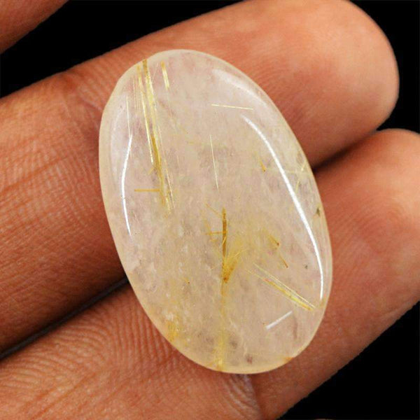 gemsmore:Golden Rutile Quartz Gemstone - Natural Oval Shape