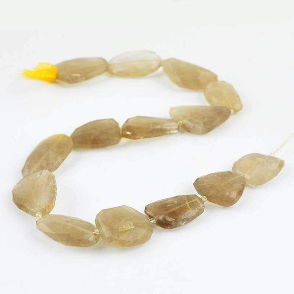 gemsmore:Golden Rutile Quartz Strand Natural Faceted Drilled Beads