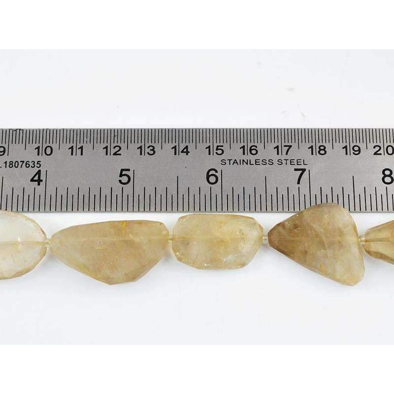 gemsmore:Golden Rutile Quartz Strand Natural Faceted Drilled Beads