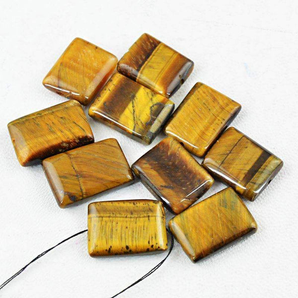 gemsmore:Golden Tiger Eye Beads Lot - Natural Drilled