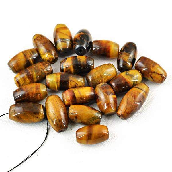 gemsmore:Golden Tiger Eye Beads Lot - Natural Untreated Drilled