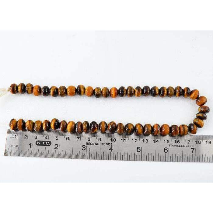 gemsmore:Golden Tiger Eye Beads Strand - Natural Drilled Round Shape