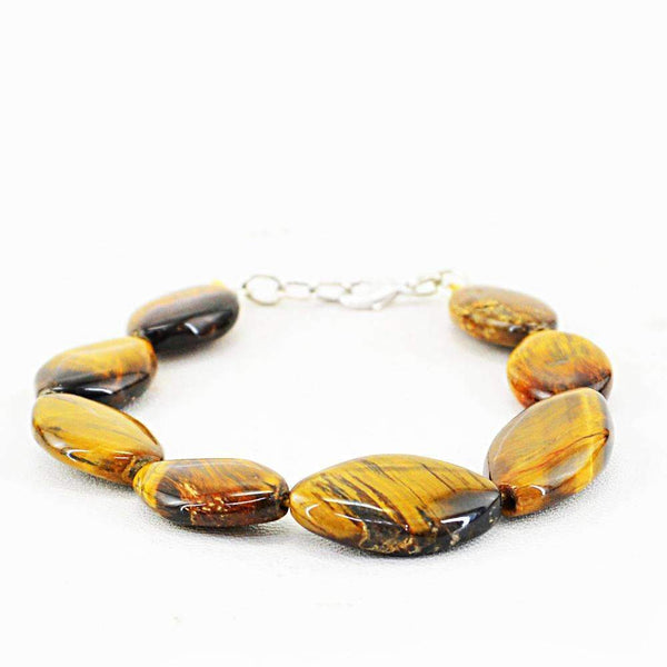 gemsmore:Golden Tiger Eye Bracelet Natural Untreated Beads