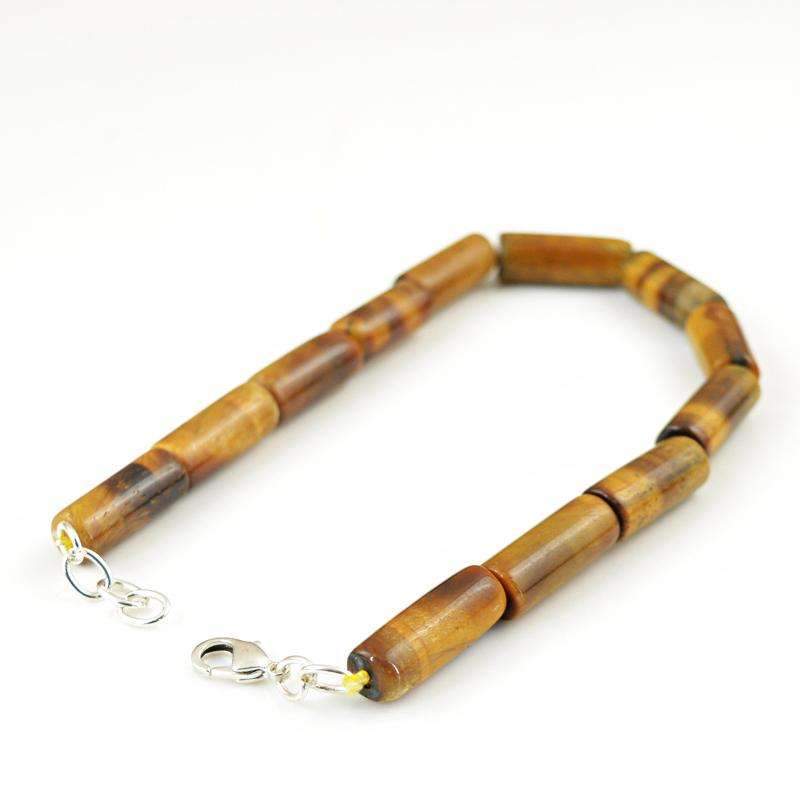 gemsmore:Golden Tiger Eye Bracelet Natural Untreated Beads