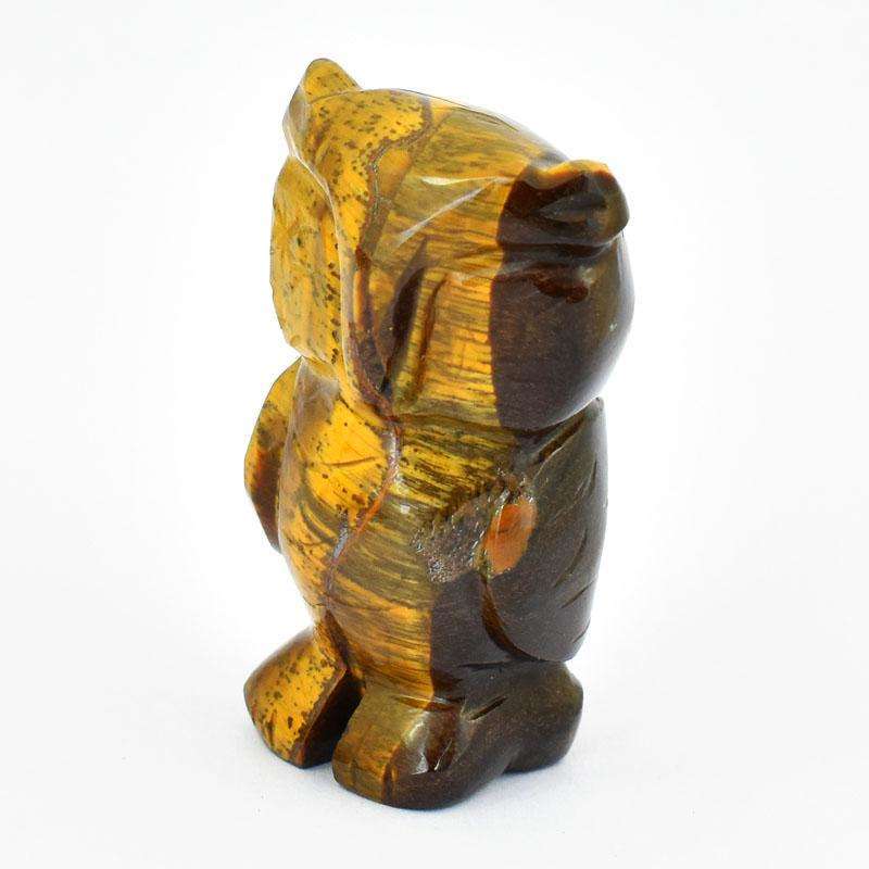 gemsmore:Golden Tiger Eye Detailed Carved Owl