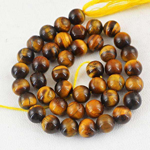 gemsmore:Golden Tiger Eye Drilled Beads Strand - Natural Round Shape
