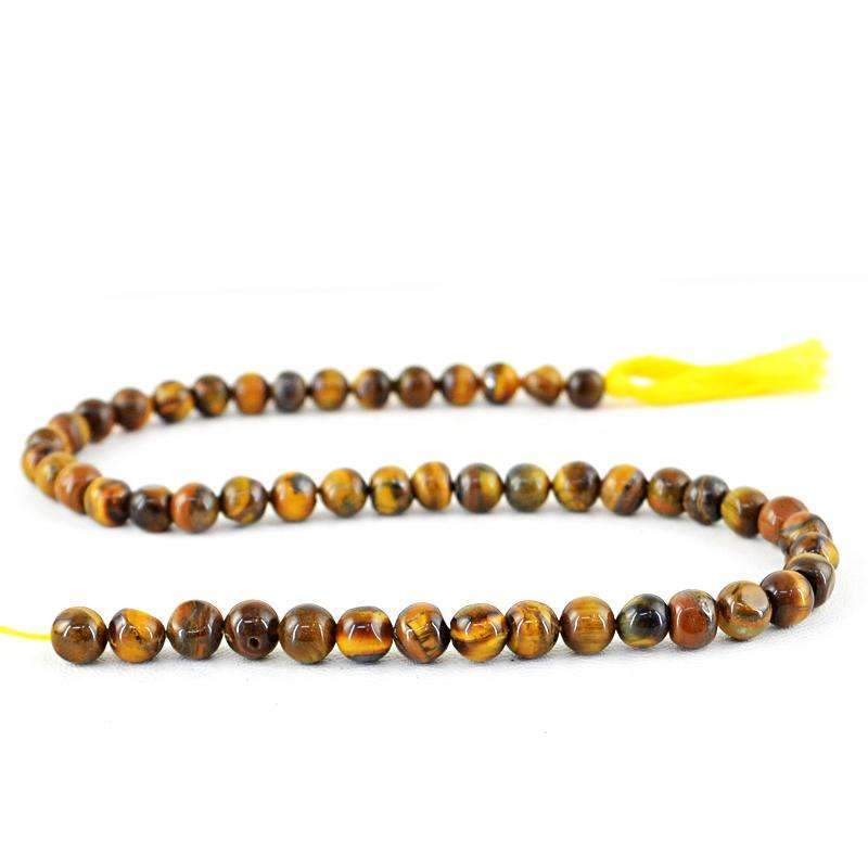 gemsmore:Golden Tiger Eye Drilled Beads Strand Natural Round Shape