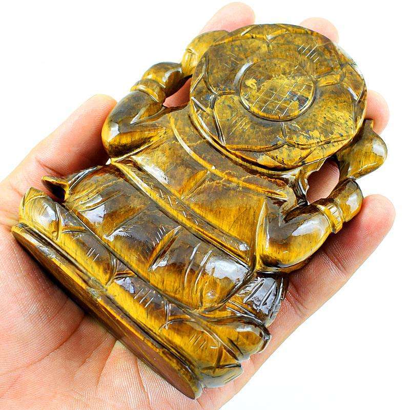 gemsmore:Golden Tiger Eye Gemstone Carved Lord Ganesha Idol Statute