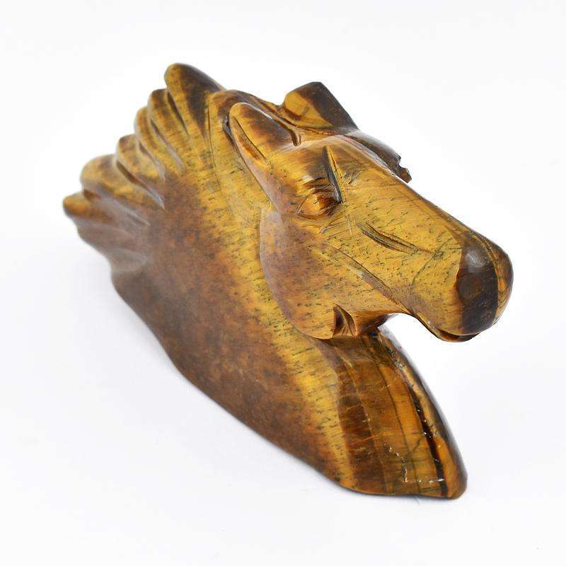 gemsmore:Golden Tiger Eye Hand Carved Horse Head