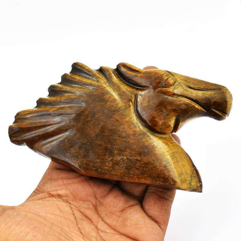 gemsmore:Golden Tiger Eye Hand Carved Horse Head