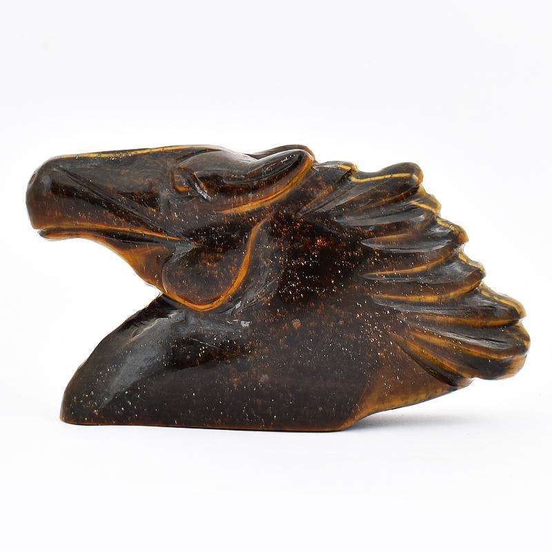 gemsmore:Golden Tiger Eye Hand Carved Horse Head