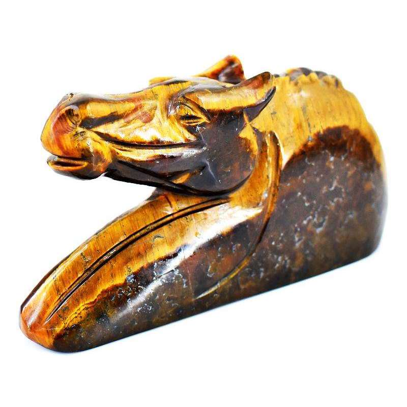 gemsmore:Golden Tiger Eye Hand Carved Horse Head