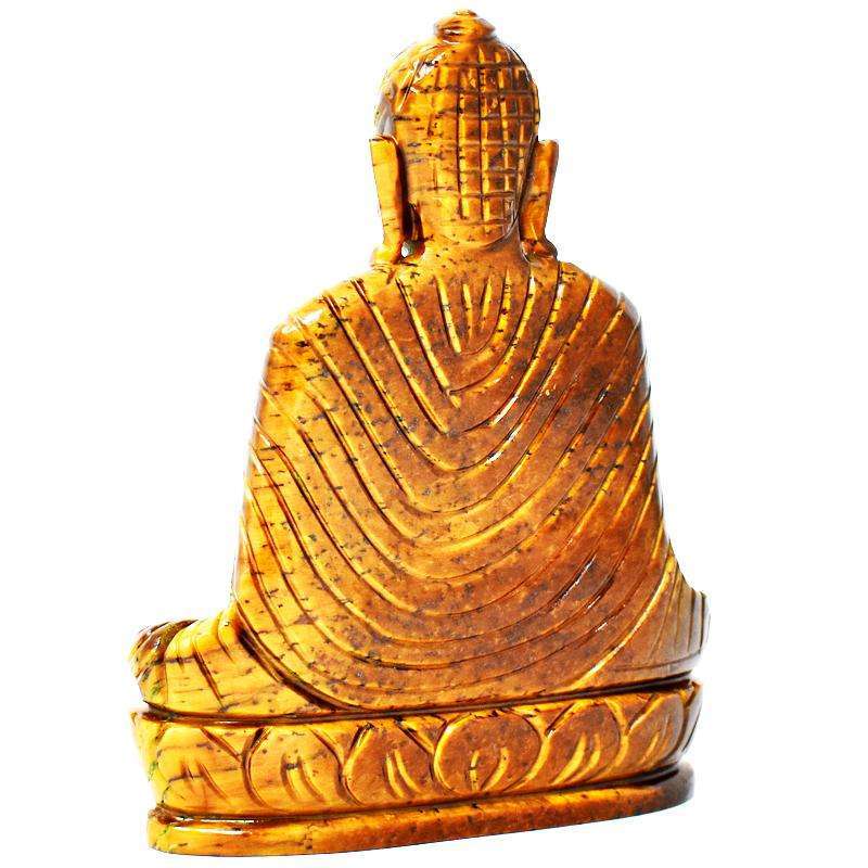 gemsmore:Golden Tiger Eye Hand Carved Lord Buddha Statue