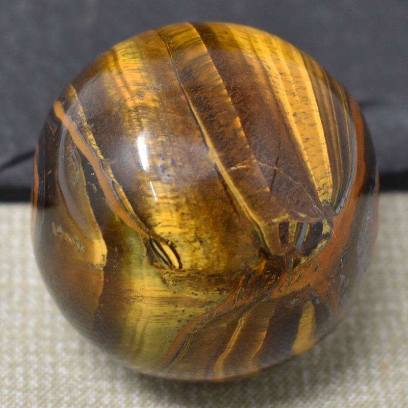 gemsmore:Golden Tiger Eye Hand Carved Reiki Crystal Healing Sphere