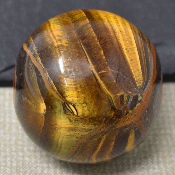 gemsmore:Golden Tiger Eye Hand Carved Reiki Crystal Healing Sphere
