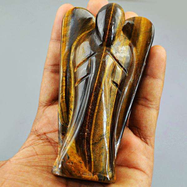 gemsmore:Golden Tiger Eye Hand Carved Reiki Healing Angel