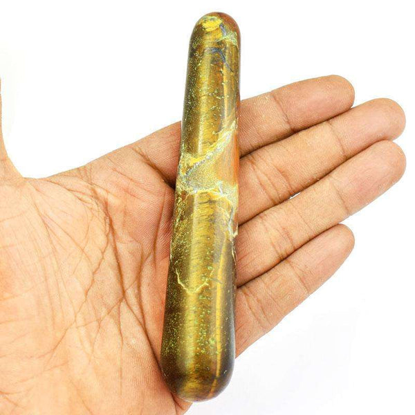 gemsmore:Golden Tiger Eye Healing Massage Wand - Hand Carved