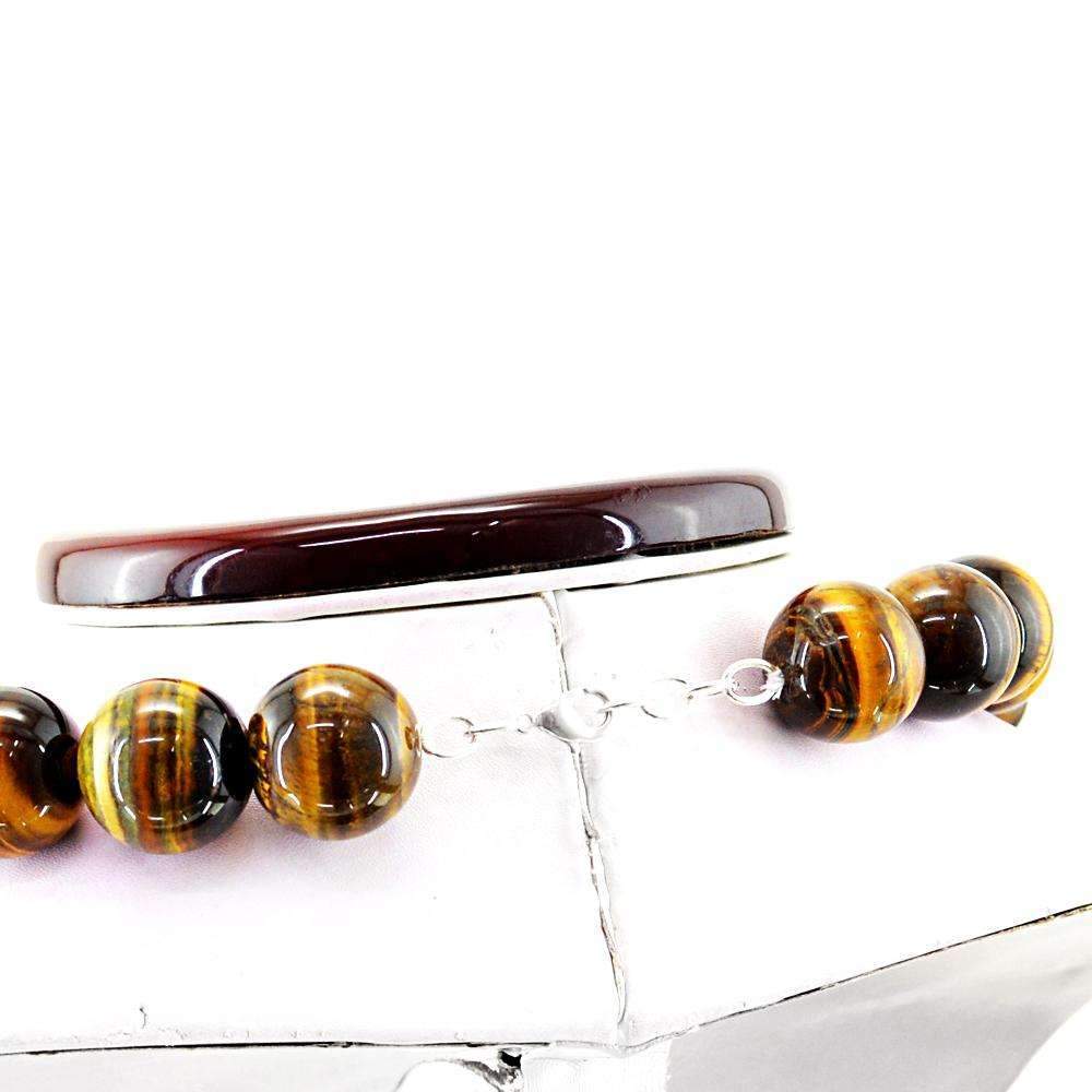 gemsmore:Golden Tiger Eye Natural 20 Inches Long Untreated Round Beads