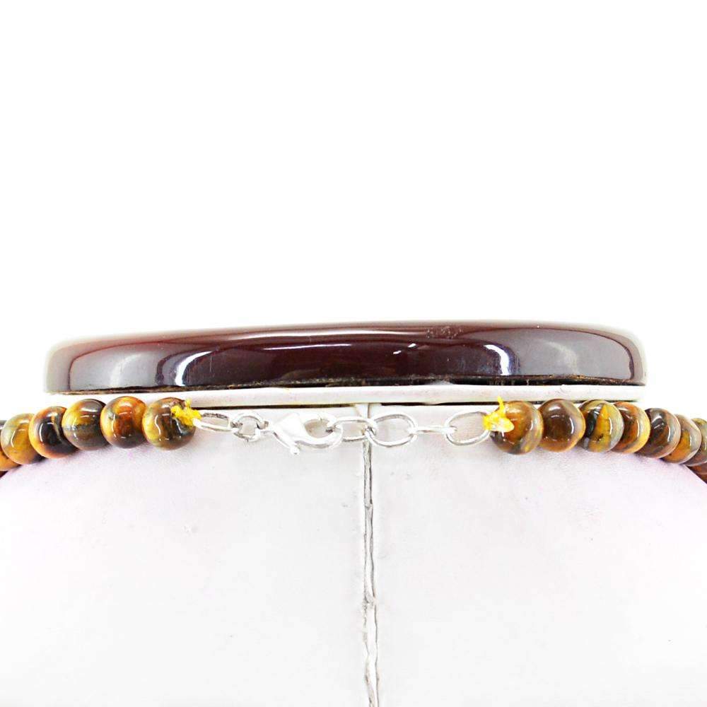 gemsmore:Golden Tiger Eye Necklace Natural 3 Strand Untreated Beads