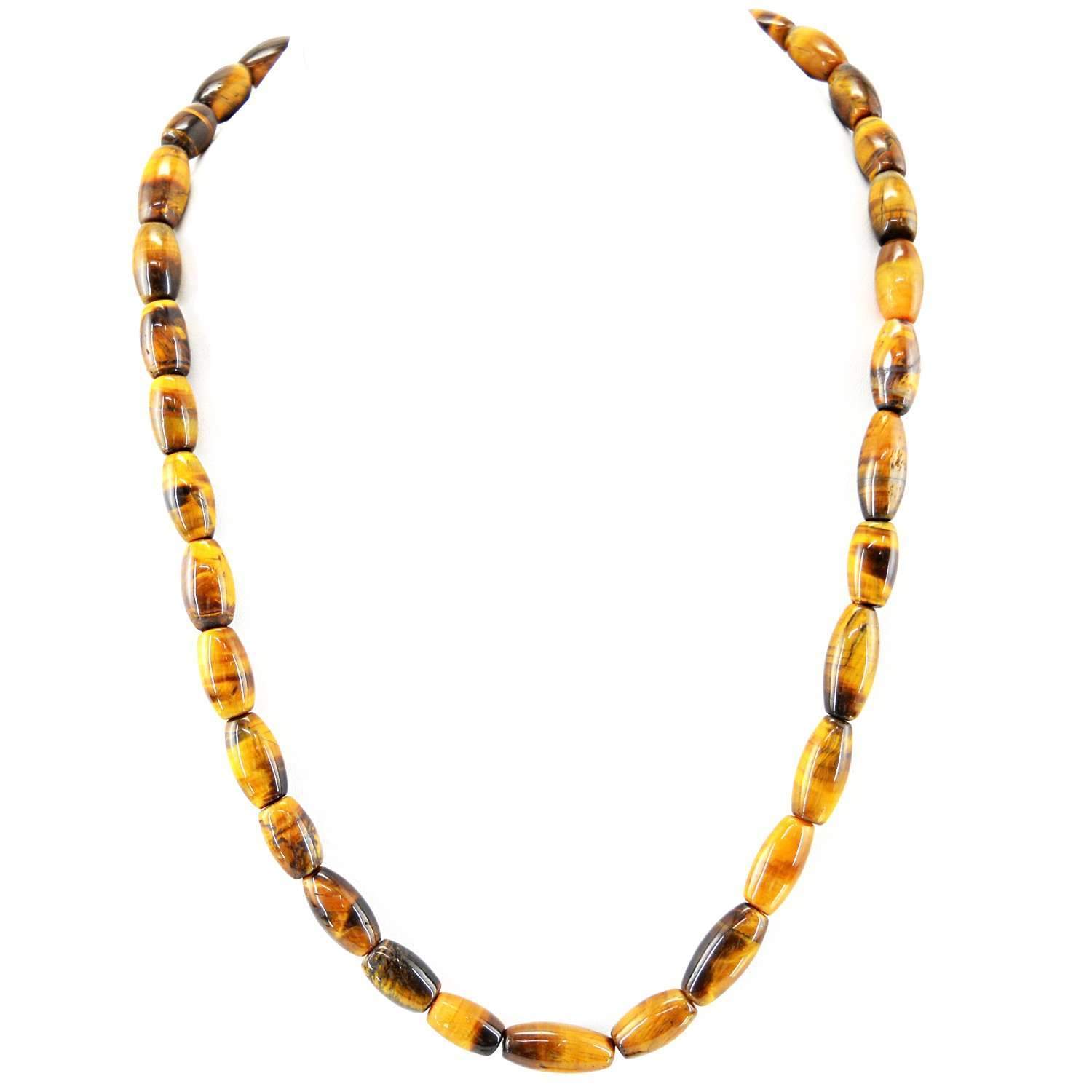 gemsmore:Golden Tiger Eye Necklace Natural Untreated Beads