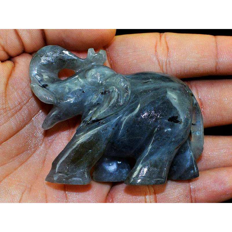 gemsmore:Good Luck Premium Blue Flash Labradorite Carved Gemstone Elephant