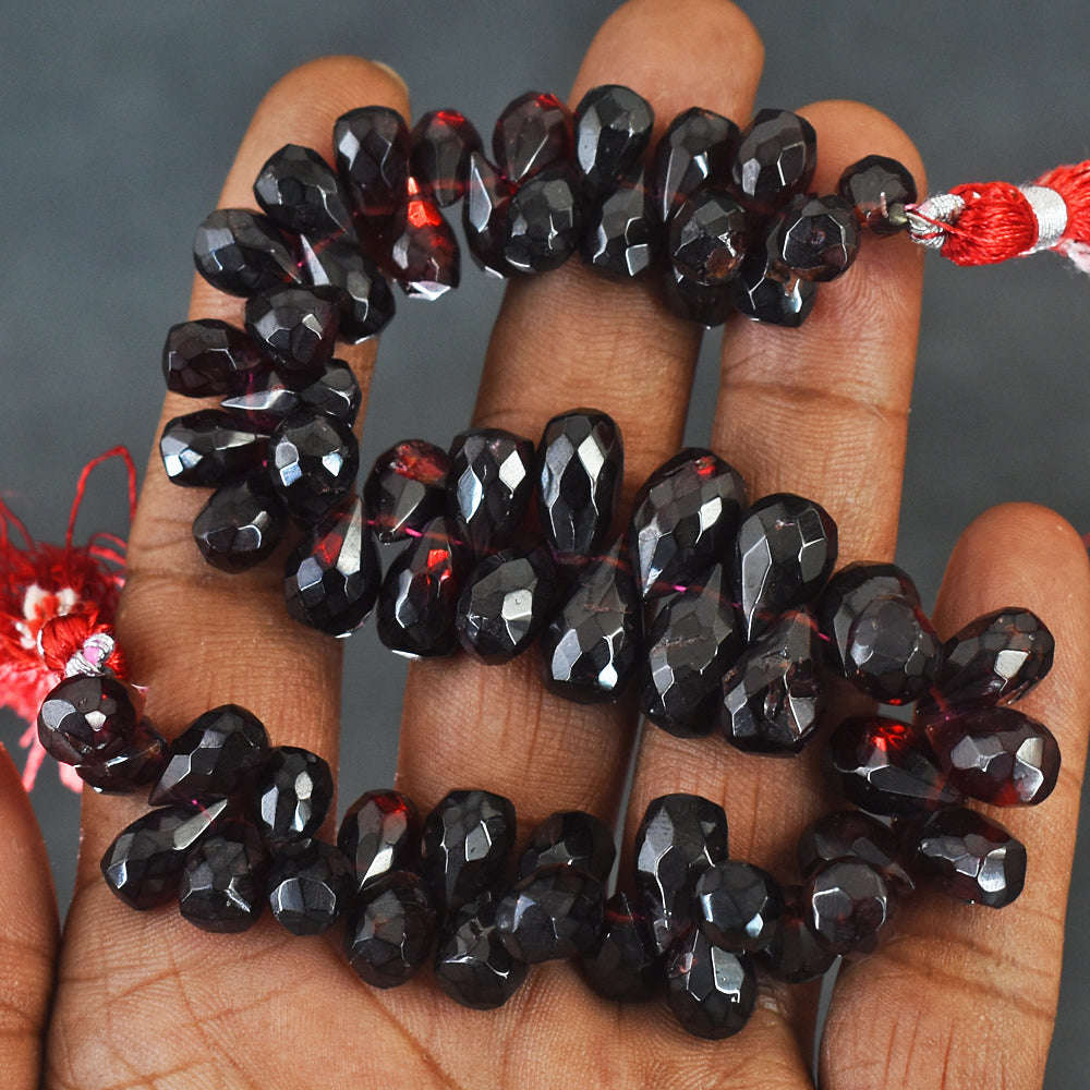 gemsmore:Gorgeous 284 Carats 08 Inches Genuine Red Garnet Faceted Beads Strand