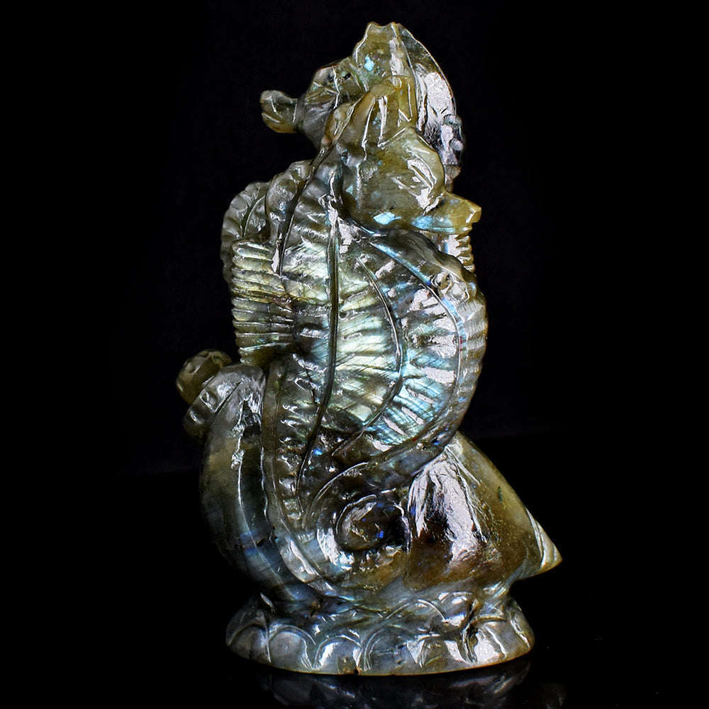 gemsmore:Gorgeous Amazing Flash Labradorite Hand Carved Seahorse