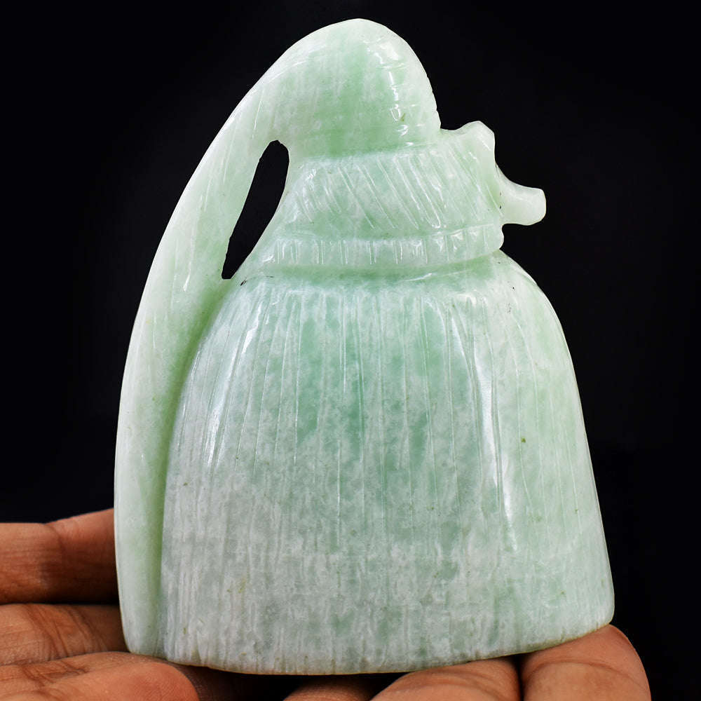 gemsmore:Gorgeous Amazonite Hand Carved Crystal Lord Shiva Head Carving