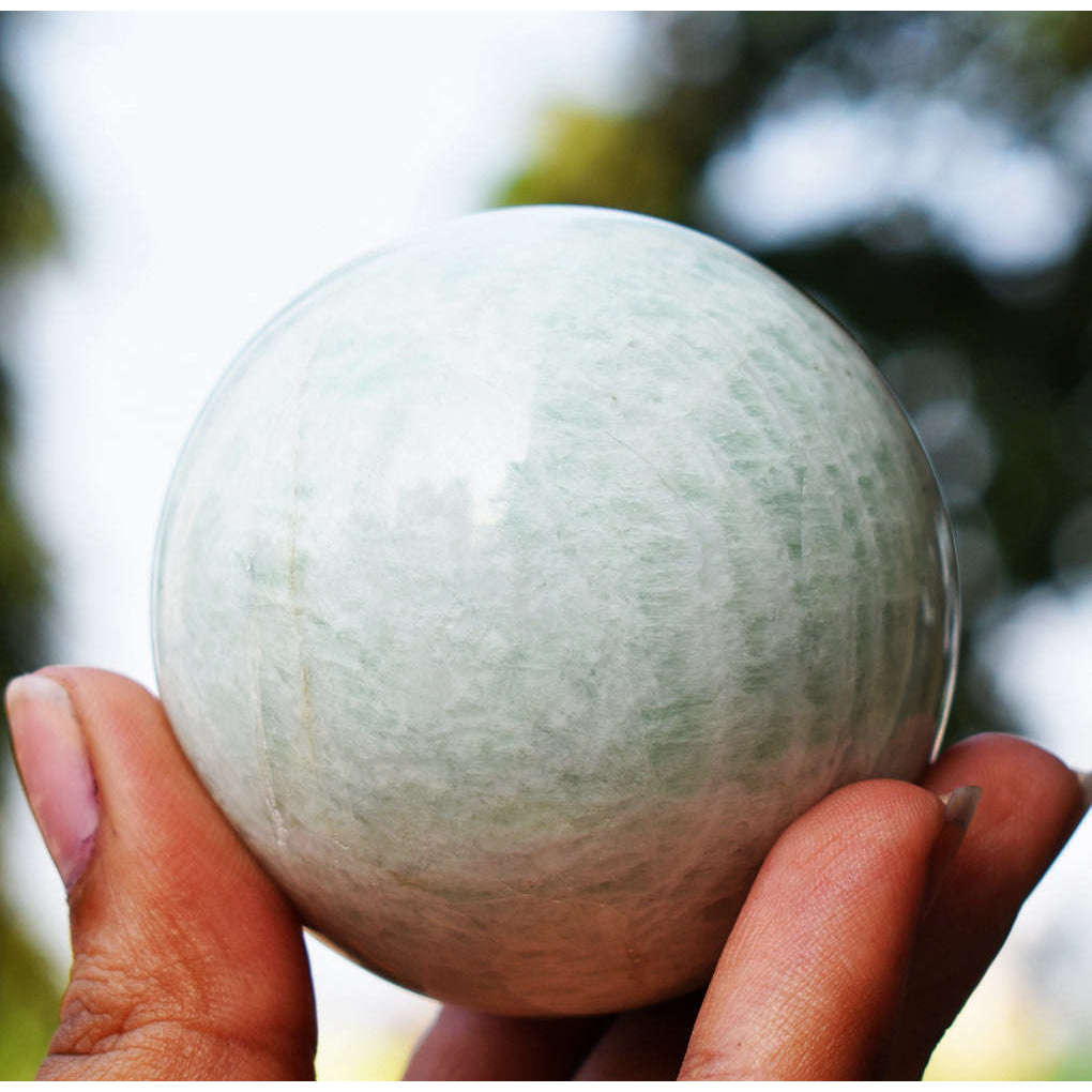 gemsmore:Gorgeous Amazonite Hand Carved Healing Sphere