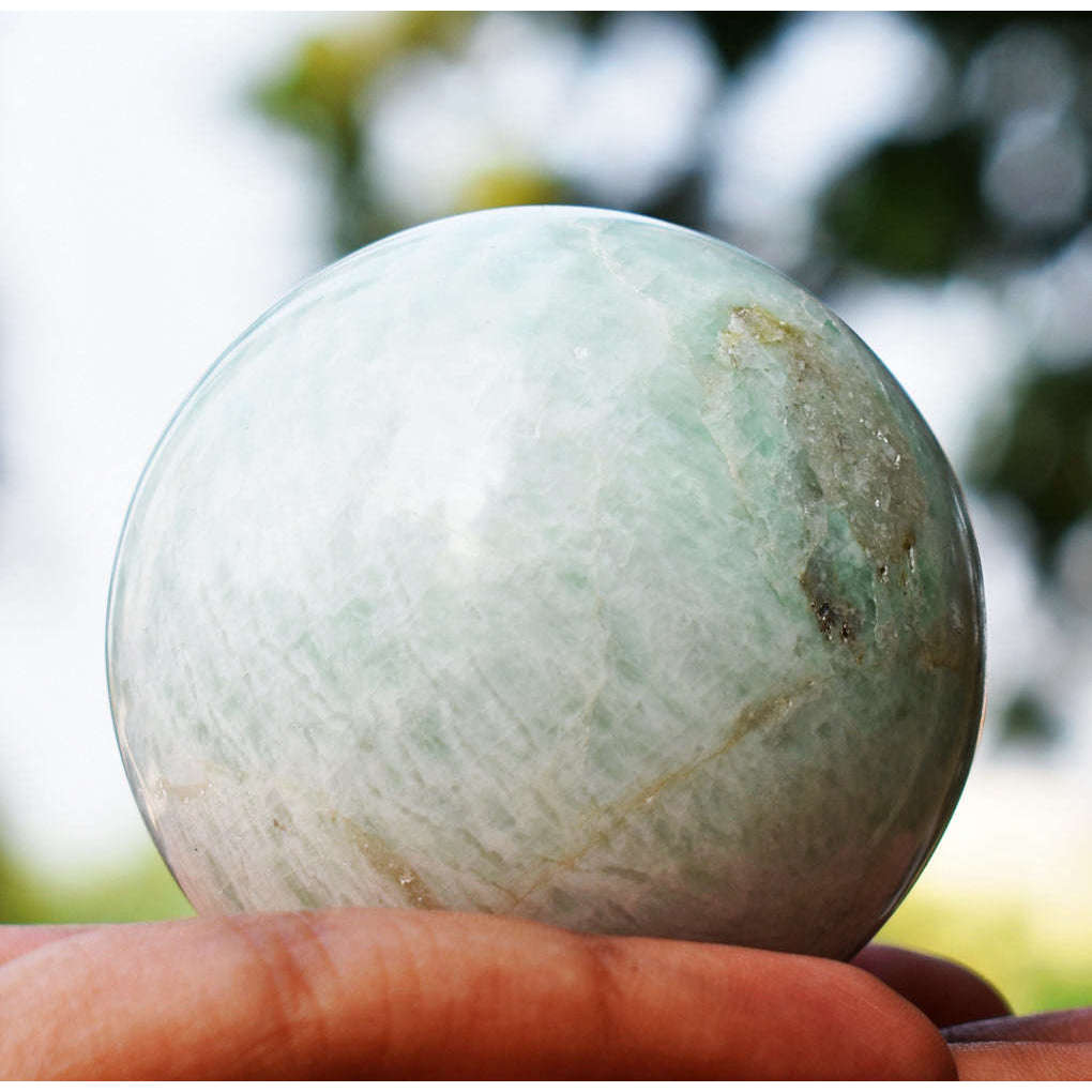 gemsmore:Gorgeous Amazonite Hand Carved Healing Sphere