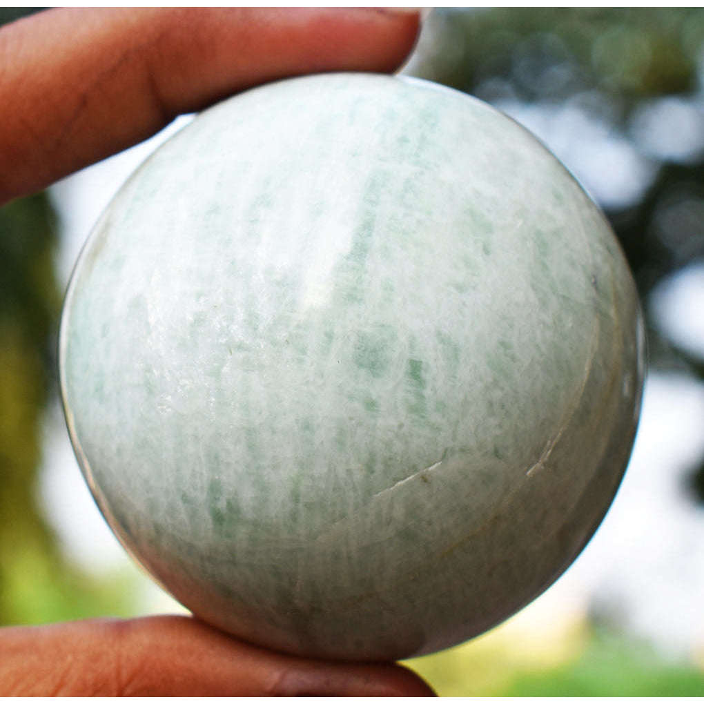 gemsmore:Gorgeous Amazonite Hand Carved Healing Sphere