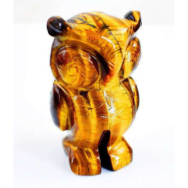 gemsmore:Gorgeous Golden Tiger Eye Carved Owl