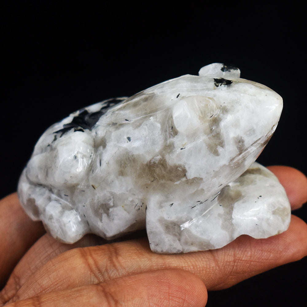 gemsmore:Gorgeous Hand Carved Genuine Crystal Moonstone Carving Frog