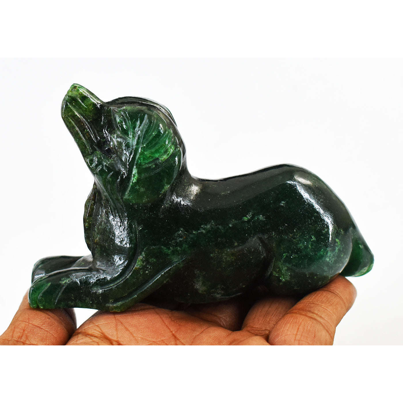 gemsmore:Gorgeous Jade  Hand Carved  Genuine Crystal Gemstone  Carving Dog