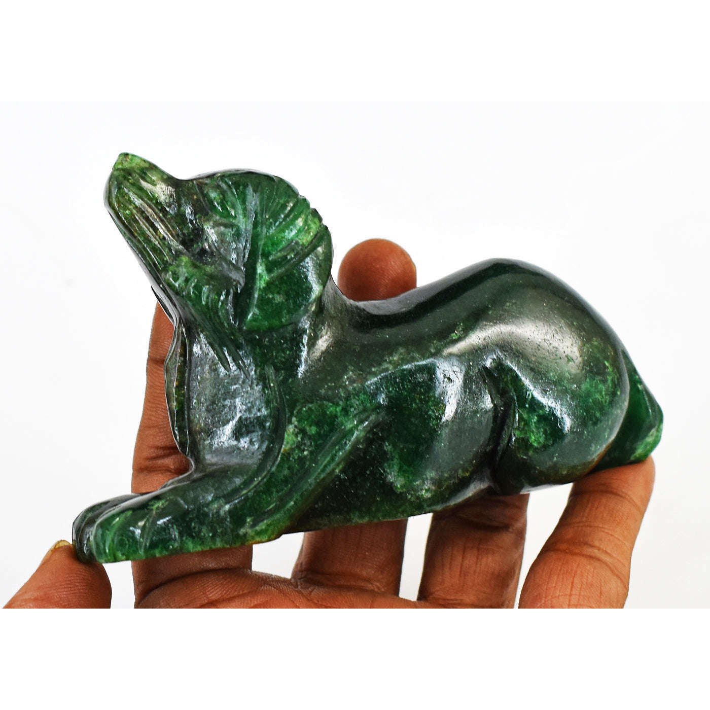 gemsmore:Gorgeous Jade  Hand Carved  Genuine Crystal Gemstone  Carving Dog