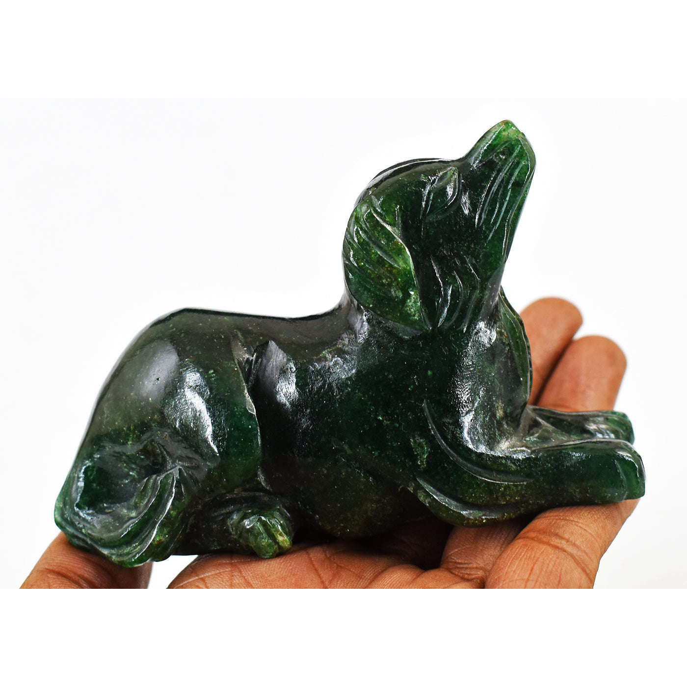 gemsmore:Gorgeous Jade  Hand Carved  Genuine Crystal Gemstone  Carving Dog