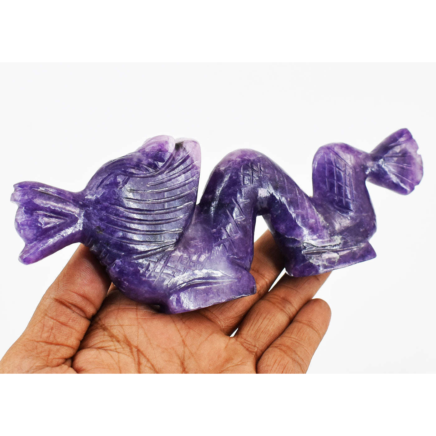 gemsmore:Gorgeous Lepidolite Hand Carved Genuine Crystal Gemstone Carving Dragon