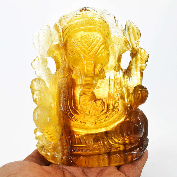 gemsmore:Gorgeous Multicolor Fluorite Hand Carved Genuine Crystal Gemstone Carving Lord Ganesha