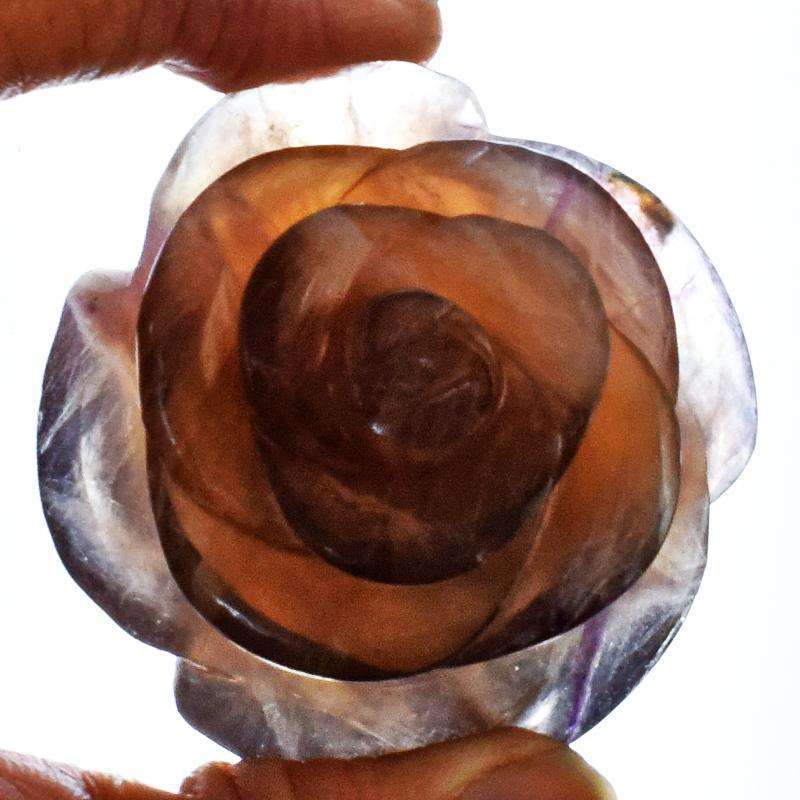 gemsmore:Gorgeous Multicolor Fluorite Hand Carved Rose Flower