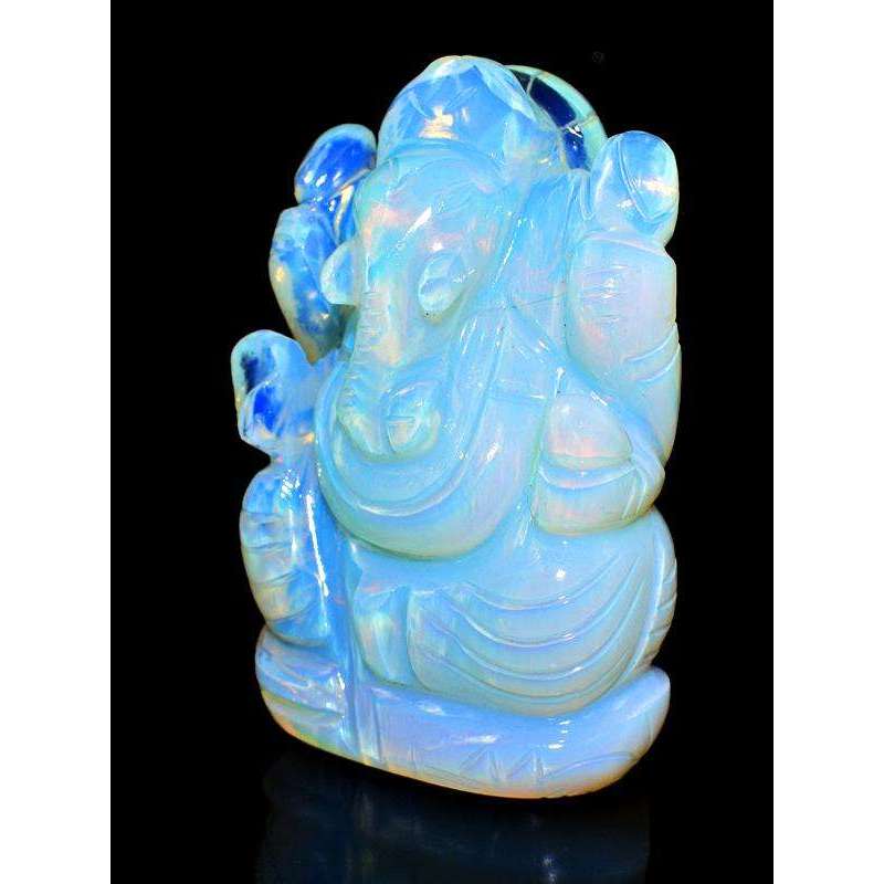 gemsmore:Gorgeous Opalite Color Play Hand Carved Ganesha Idol