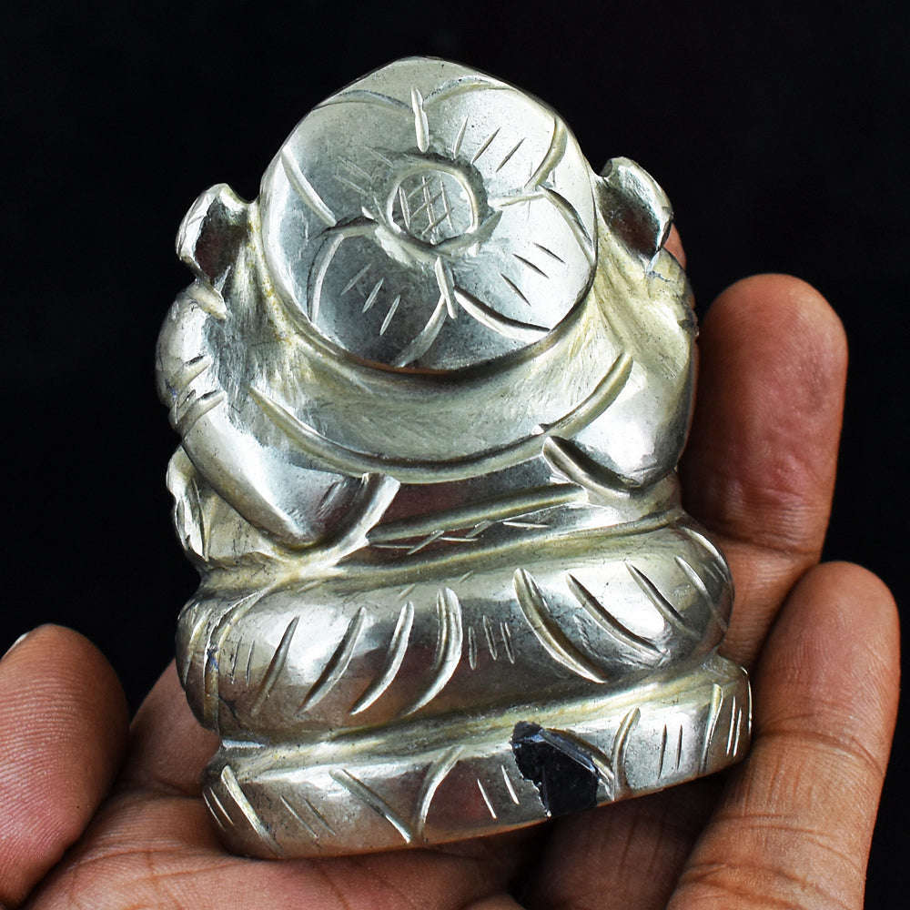 gemsmore:Gorgeous Pyrite Hand Carved Genuine Crystal Gemstone Carving Lord Ganesha