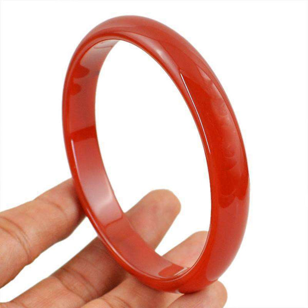 gemsmore:Gorgeous Red Onyx Carved Bangle - Office Wear