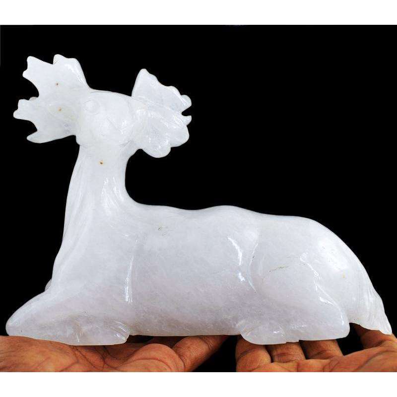 gemsmore:Gorgeous Selenite Hand Carved Reindeer - Designer