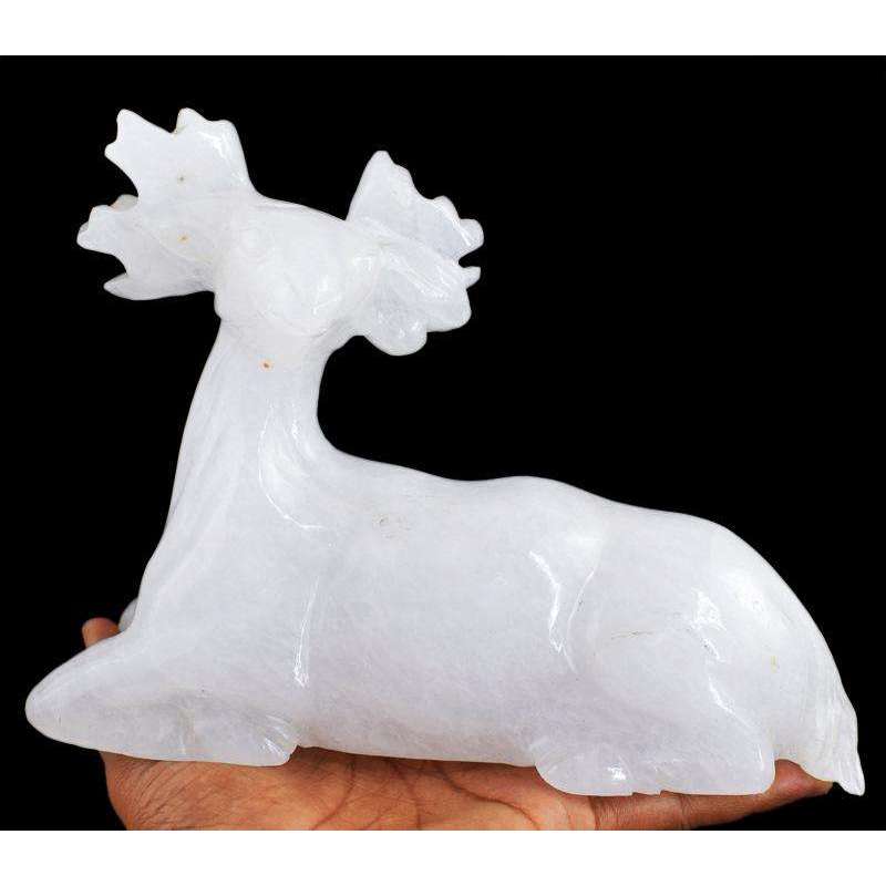 gemsmore:Gorgeous Selenite Hand Carved Reindeer - Designer