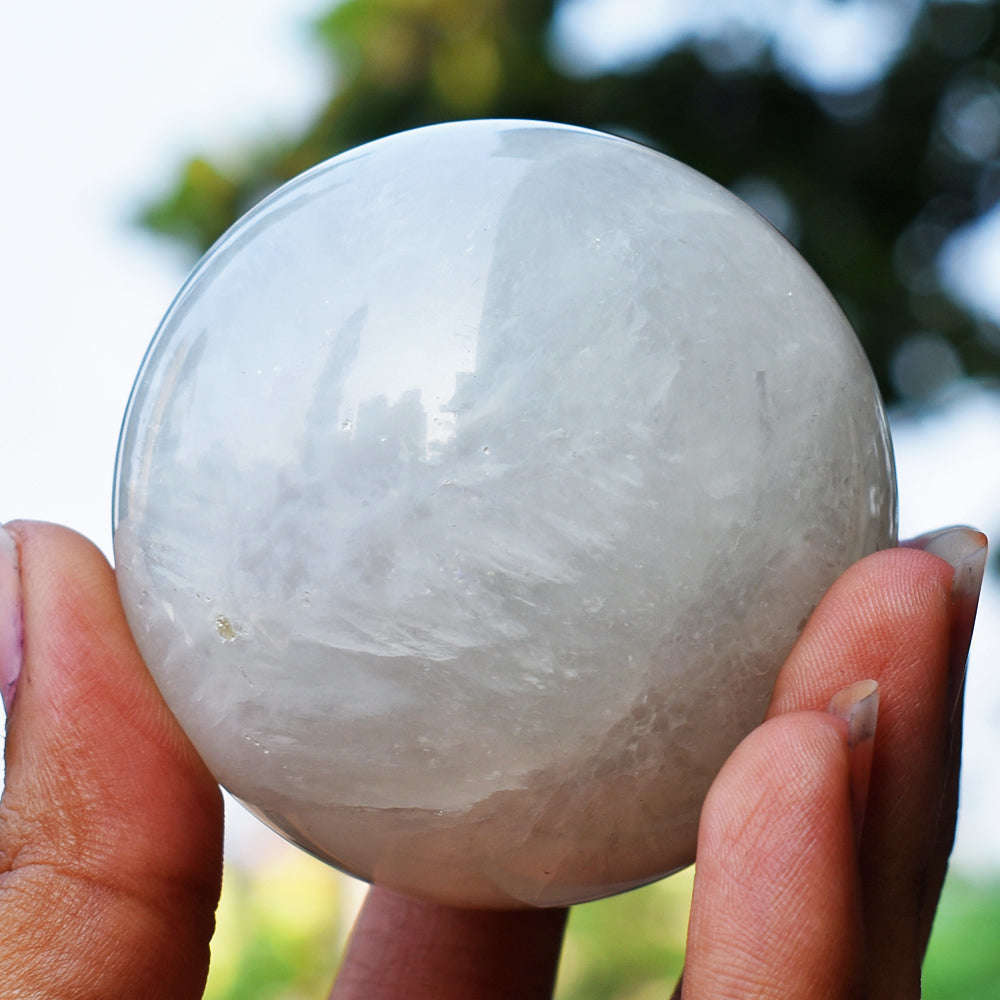 gemsmore:Gorgeous  Solar  Agate Hand  Carved Healing Sphere
