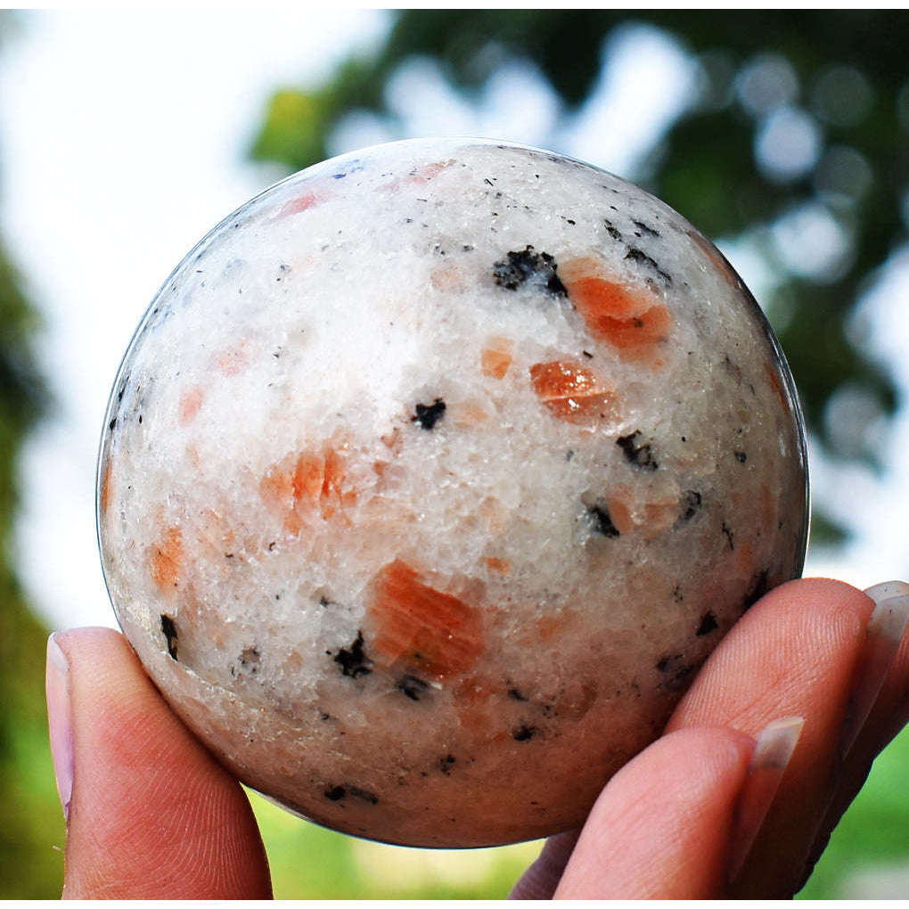 gemsmore:Gorgeous Sunstone Hand Carved Healing Sphere
