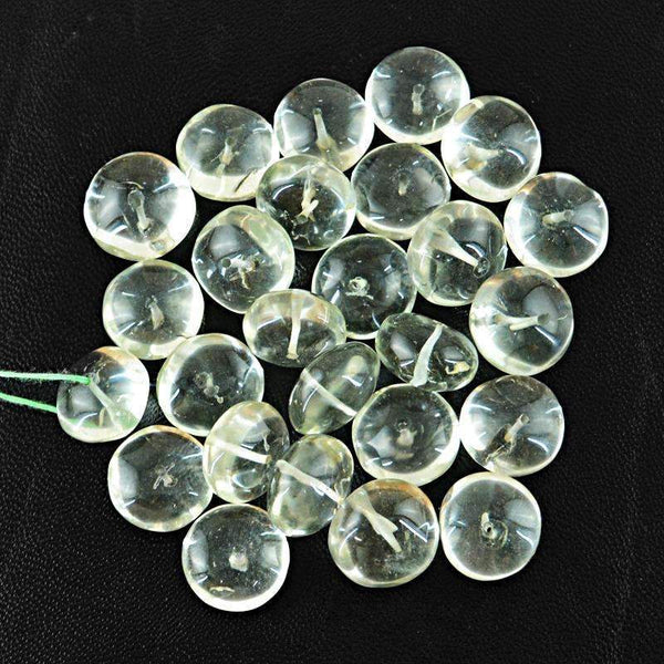 gemsmore:Green Amethyst Drilled Beads Lot - Natural Round Shape