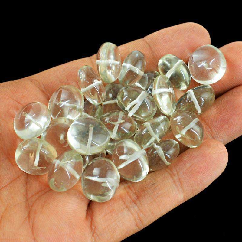 gemsmore:Green Amethyst Drilled Beads Lot - Natural Round Shape