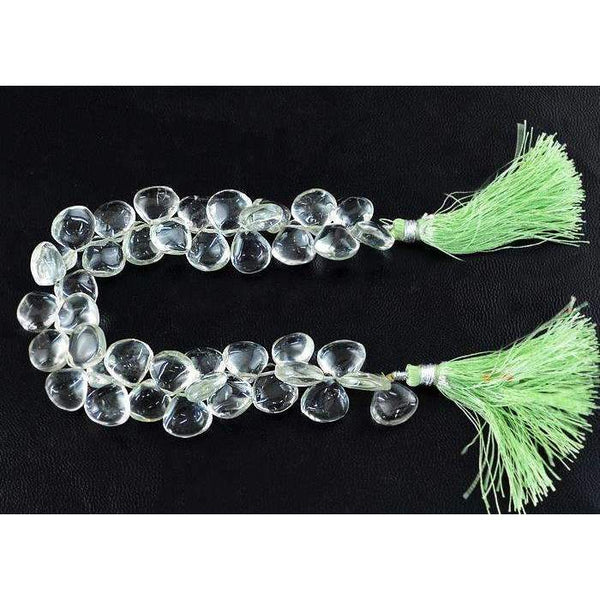gemsmore:Green Amethyst Drilled Beads Strand Natural Pear Shape